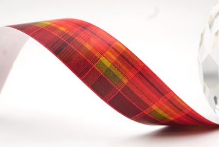 Festliches Rot, Orange und Goldenes Karoband_AI